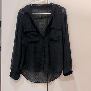 Zara sheer polka dot button down, size xs